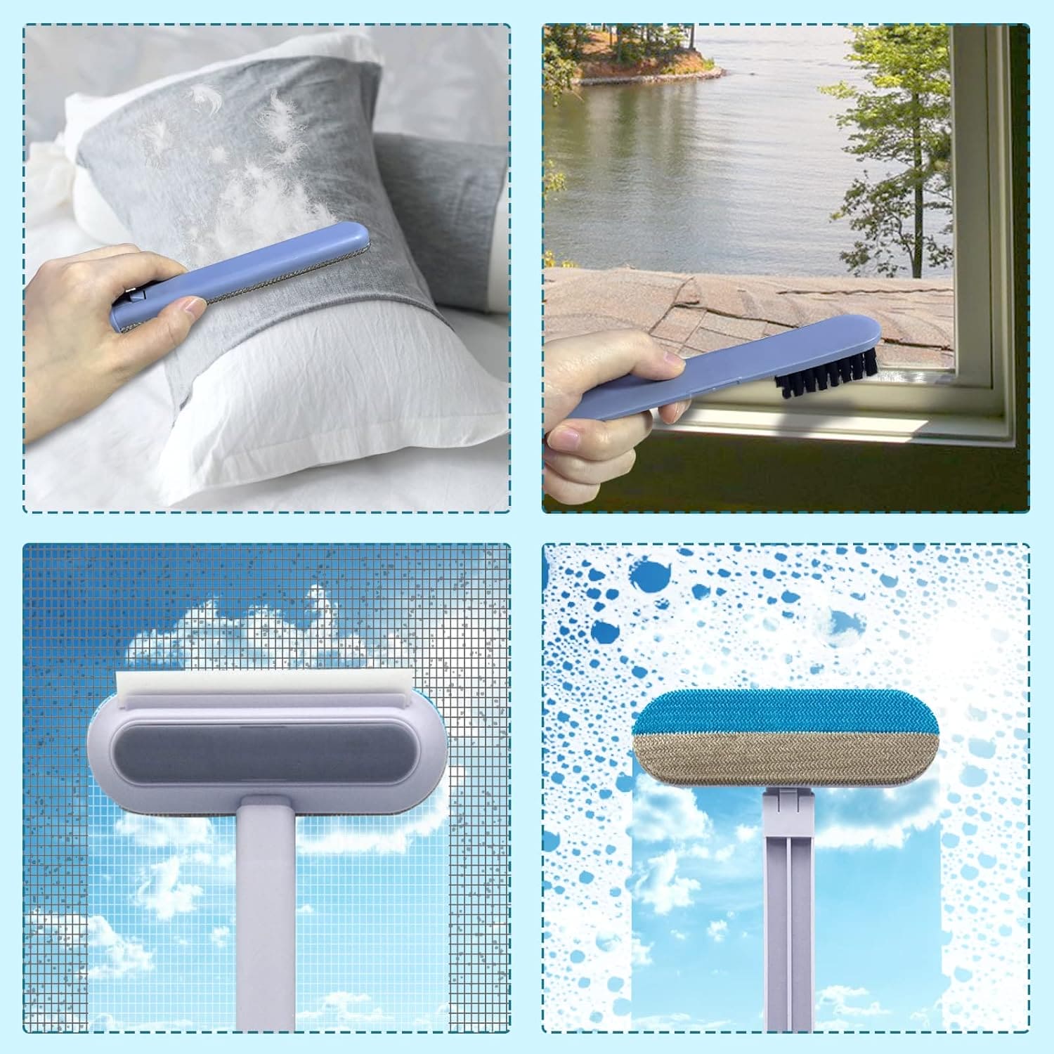4 In 1 Window Washer Kit, Multifunctional Mesh Screen Brush, Washable Household Cleaning Accessories, Multipurpose Magic Scrubber Brush, Double Sided Detachable Window Cleaner Tool 4 In 1 Window Washer Kit, Multifunctional Mesh Screen Brush, Washable Household Cleaning Accessories, Multipurpose Magic Scrubber Brush, Double Sided Detachable Window Cleaner Tool